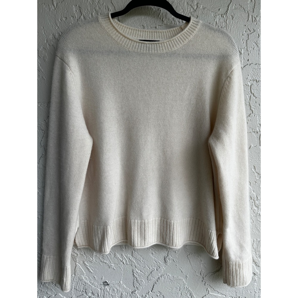 Quince 100% Mongolian Cashmere Crewneck Sweater Cream Ivory Size Medium